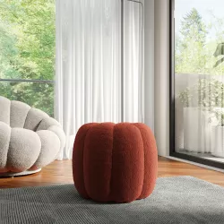 Pouf a fiore 47 cm in tessuto bouclé ruggine - Silas