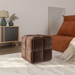 Pouf 36x36h cm in velluto caffè - Josef