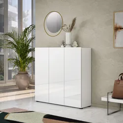 Scarpiera 120x114h cm bianco lucido con 3 ante - Macie