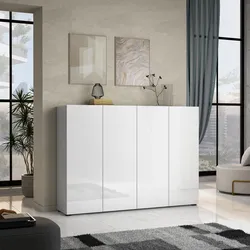 Scarpiera 160x114h cm bianco lucido con 4 ante - Macie