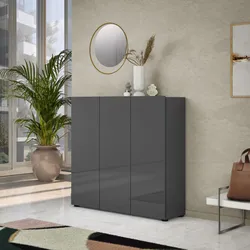 Scarpiera 120x114h cm antracite lucido con 3 ante - Macie