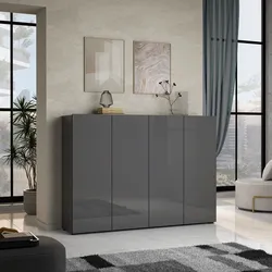 Scarpiera 160x114h cm antracite lucido con 4 ante - Macie