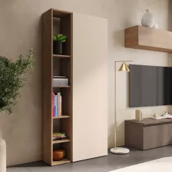 Libreria 83x186h cm 2 elementi con vani a giorno mercure e anta cashmere - Clary