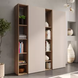 Libreria 166x186h cm 4 elementi con vani a giorno mercure e 2 ante cashmere - Clary