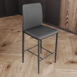 Sgabello in similpelle grigio scuro con poggiapiedi - Manfredi