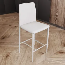 Sgabello in similpelle bianco con poggiapiedi - Manfredi
