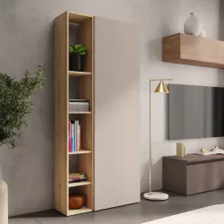 Libreria 83x186h cm 2 elementi con vani a giorno cadiz e anta cashmere - Clary