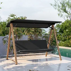 Dondolo da giardino 3 posti struttura effetto legno e seduta in textilene antracite - Basco