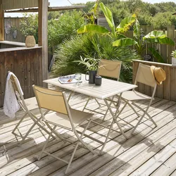 Tavolo da giardino pieghevole 110x71 cm in alluminio beige - Henry
