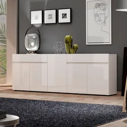 Madia 225x79h cm bianco lucido con 5 ante e 2 cassetti - Macie