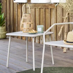 Tavolino basso 45x45 cm in acciaio beige - Barrito