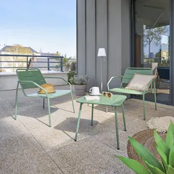 Tavolino basso 45x45 cm in acciaio verde oliva - Barrito