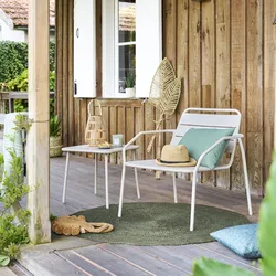 Poltrona bassa da giardino in acciaio beige - Barrito