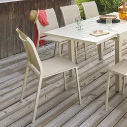 Sedia impilabile da giardino in alluminio beige e textilene beige - Catuja