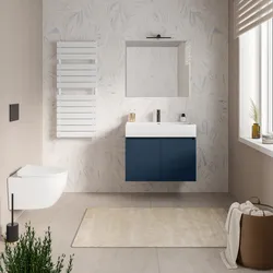 Mobile bagno sospeso 90 cm blu esotico con lavabo integrato e specchio - Cuki