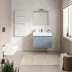 Mobile bagno sospeso 90 cm carta da zucchero con lavabo integrato e specchio - Cuki