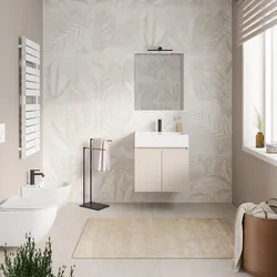 Mobile bagno sospeso 60 cm cashmere con lavabo integrato e specchio - Cuki