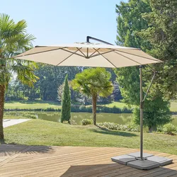 Ombrellone rotondo 300 cm palo laterale e telo beige - Cannes