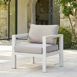 Poltrona da giardino in alluminio beige con cuscini - Anniki