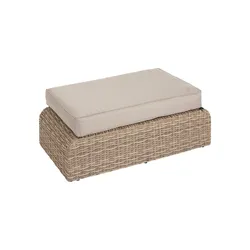 Pouf da giardino 105x58 cm in polyrattan naturale con cuscino - Moreno