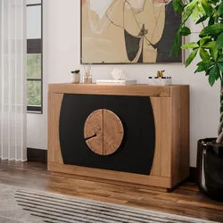 Madia 110x75h cm in legno di acacia naturale e nero con 2 ante - Bazaar