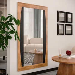 Specchio reversibile 110x70 cm in legno di acacia naturale e nero - Bazaar