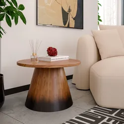 Tavolino rotondo 60 cm in legno di acacia naturale e nero - Bazaar