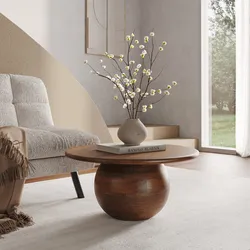 Tavolino rotondo 70 cm in legno di mango naturale - Tiberius