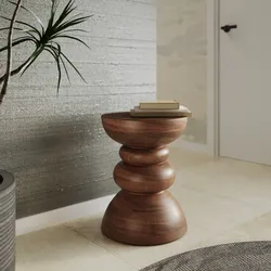 Tavolino rotondo 35 cm in legno di mango naturale - Maxton