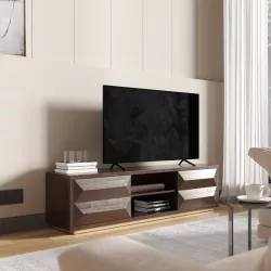 Mobile porta tv 170x45h cm in legno di mango color noce con 2 ante - Flame