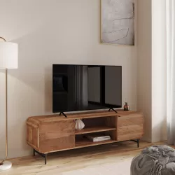 Mobile prota tv 160x50h cm in legno di mango cannettato con 2 ante - Mumbai