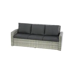 Divano da giardino 3 posti in polyrattan naturale con cuscini - Zaltana