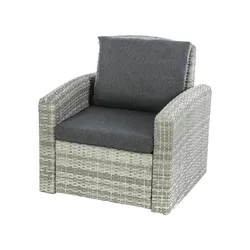 Poltrona da giardino in polyrattan naturale con cuscini - Zaltana