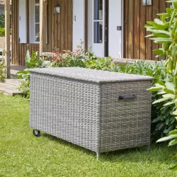 Baule contenitore 147x71 cm in polyrattan marrone - Skiathos