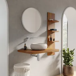 Mensola portalavabo sospesa 80 cm in legno di mango naturale - Caleido