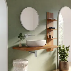 Mensola portalavabo sospesa 100 cm in legno di mango naturale - Caleido
