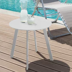 Tavolino da giardino rotondo 50 cm in acciaio bianco - Worcester