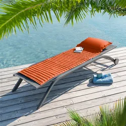 Cuscino arrotolabile per lettino prendisole 180x60 cm con poggiatesta in poliestere ambra - Maurilio