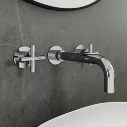 Miscelatore lavabo a muro in ottone cromo - Enif