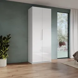 Armadio battente 92x240h cm 2 ante reversibili con soft close bianco lucido - Cindy