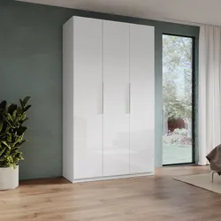 Armadio battente 137x240h cm 3 ante reversibili con soft close bianco lucido - Cindy