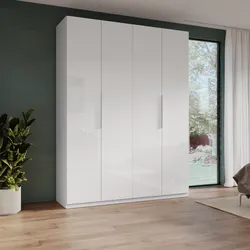 Armadio battente 183x240h cm 4 ante reversibili con soft close bianco lucido - Cindy