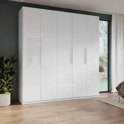 Armadio battente 228x240h cm 5 ante reversibili con soft close bianco lucido - Cindy