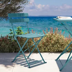 Sedia da giardino pieghevole in metallo blu pavone - Atelier