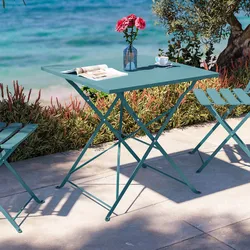 Tavolo da giardino pieghevole 70x70 cm in metallo blu pavone - Atelier