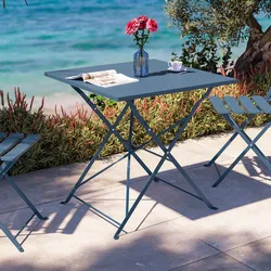 Tavolo da giardino pieghevole 70x70 cm in metallo blu scuro - Atelier