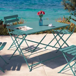 Tavolo da giardino pieghevole 110x70 cm in metallo blu pavone - Atelier