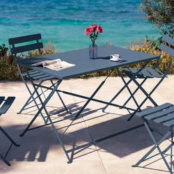 Tavolo da giardino pieghevole 110x70 cm in metallo blu scuro - Atelier