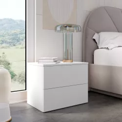 Comodino 52x42h cm con 2 cassetti bianco - Axel