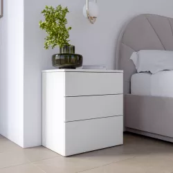 Comodino 52x58h cm con 3 cassetti bianco - Axel